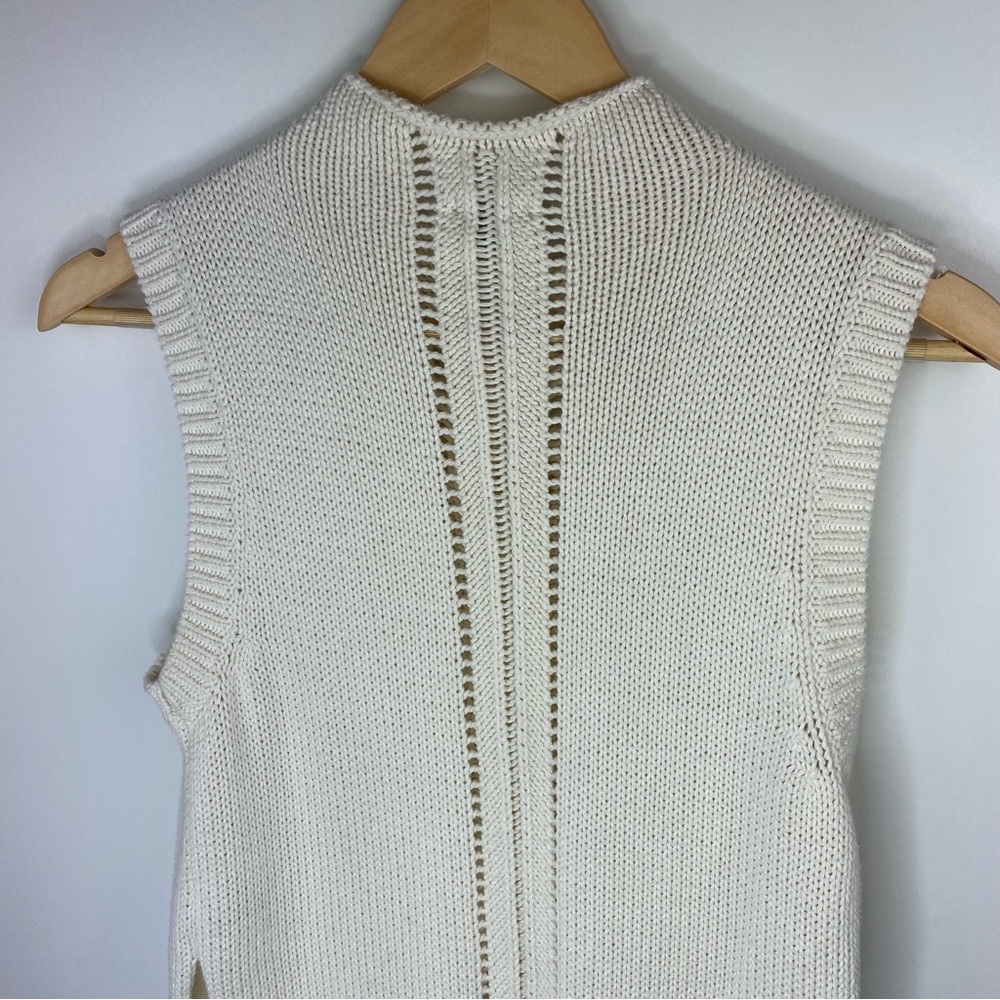 AERIE Cream Knit Sleeveless Mock Neck Sweater - Picture 5 of 7